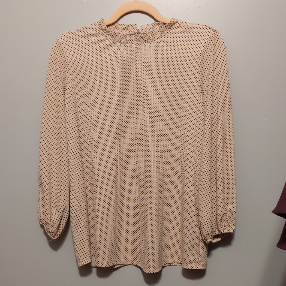 Adrianna Papell Cream and Black Polka Dot Top
